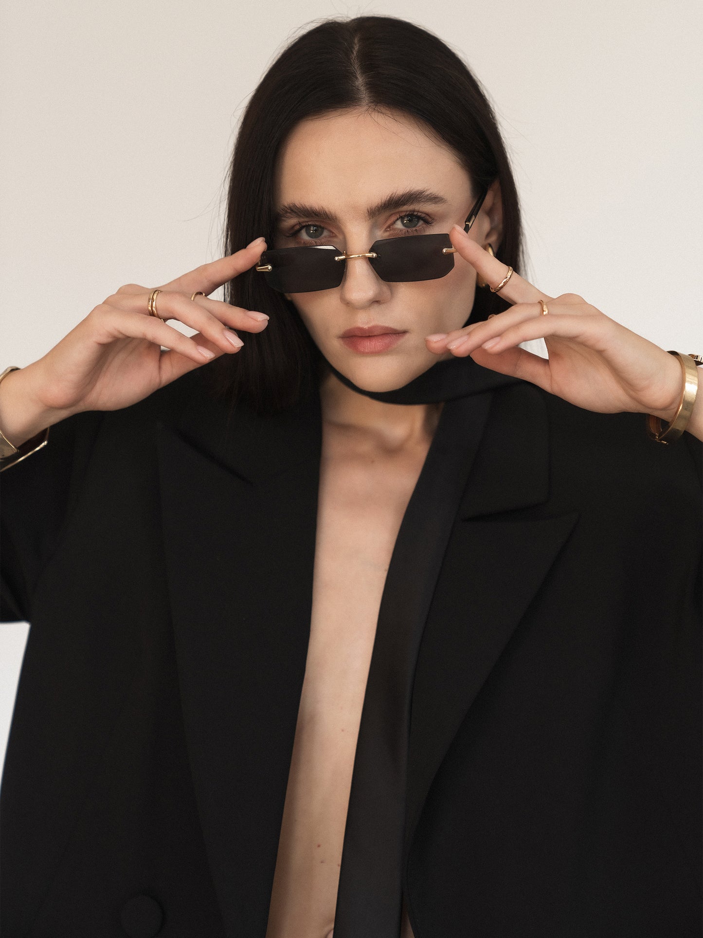 Anzugjacke mit Gürtel, Schwarz