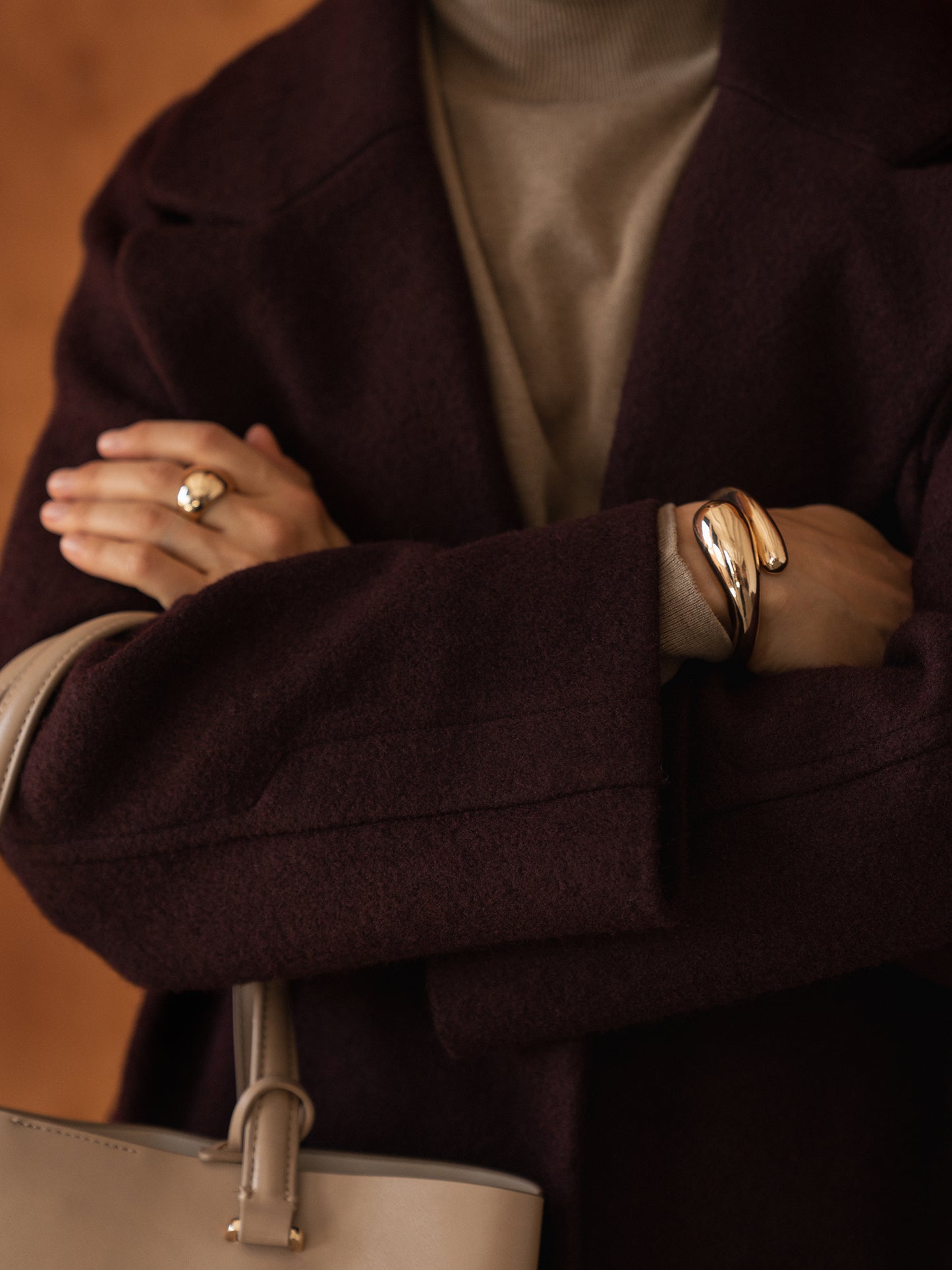Double Breasted Burgundy Coat with ribbon 5