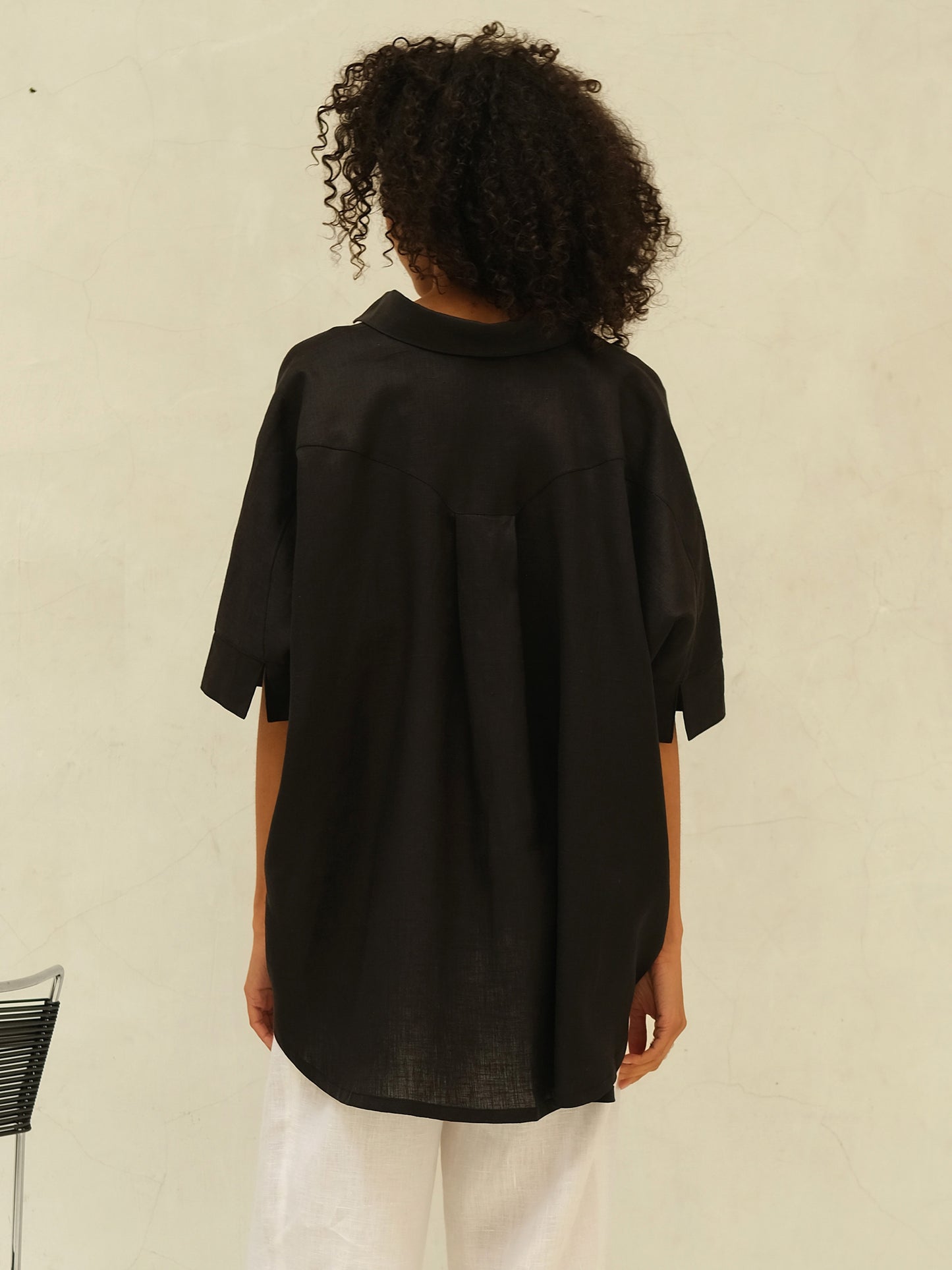 Linen Oversized Shirt, Black