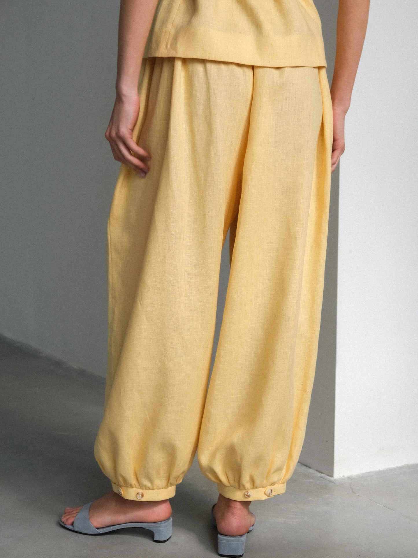 Linen Balloon Pants, Yellow