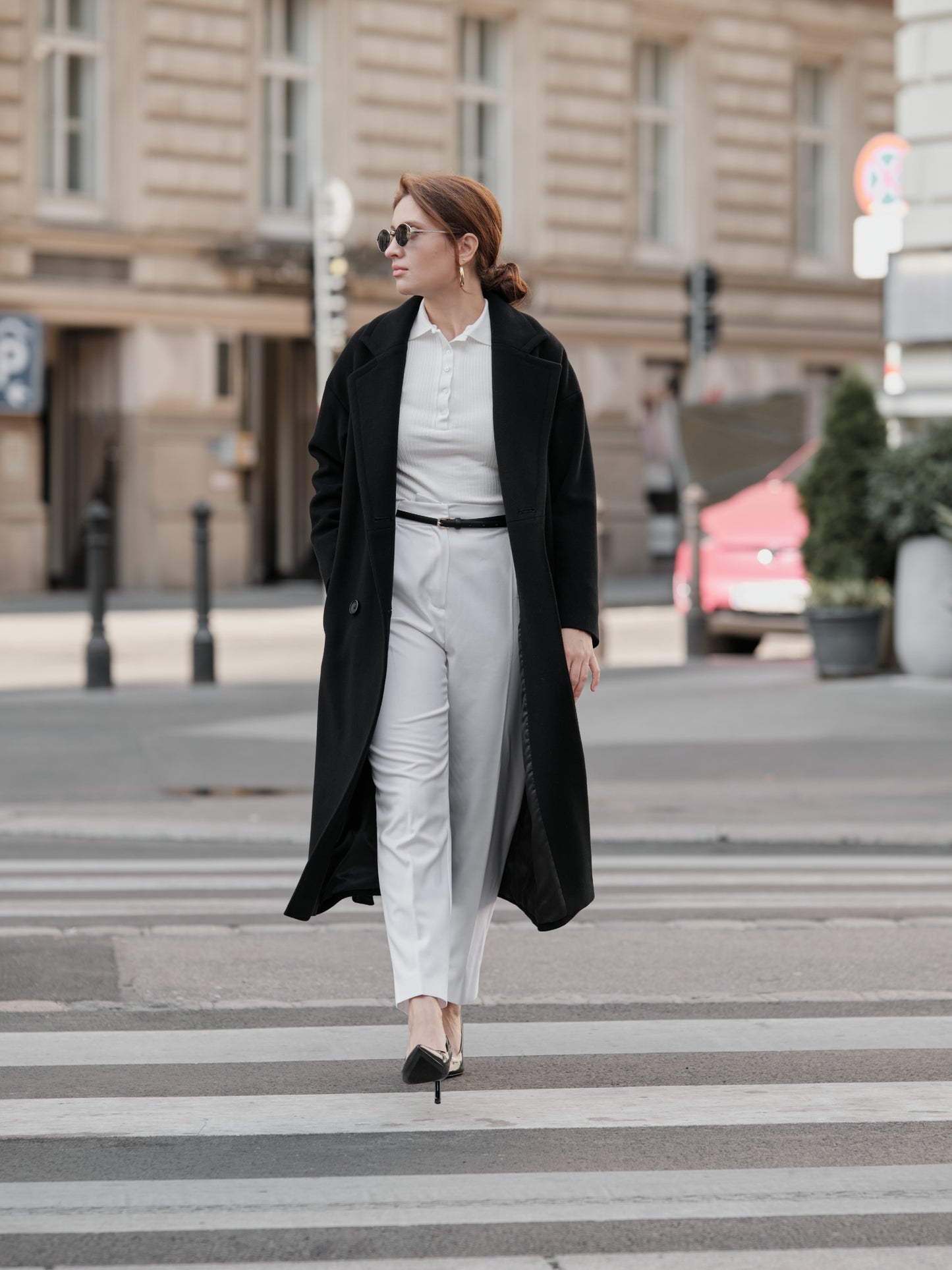 Black Wool Coat with Belt 4