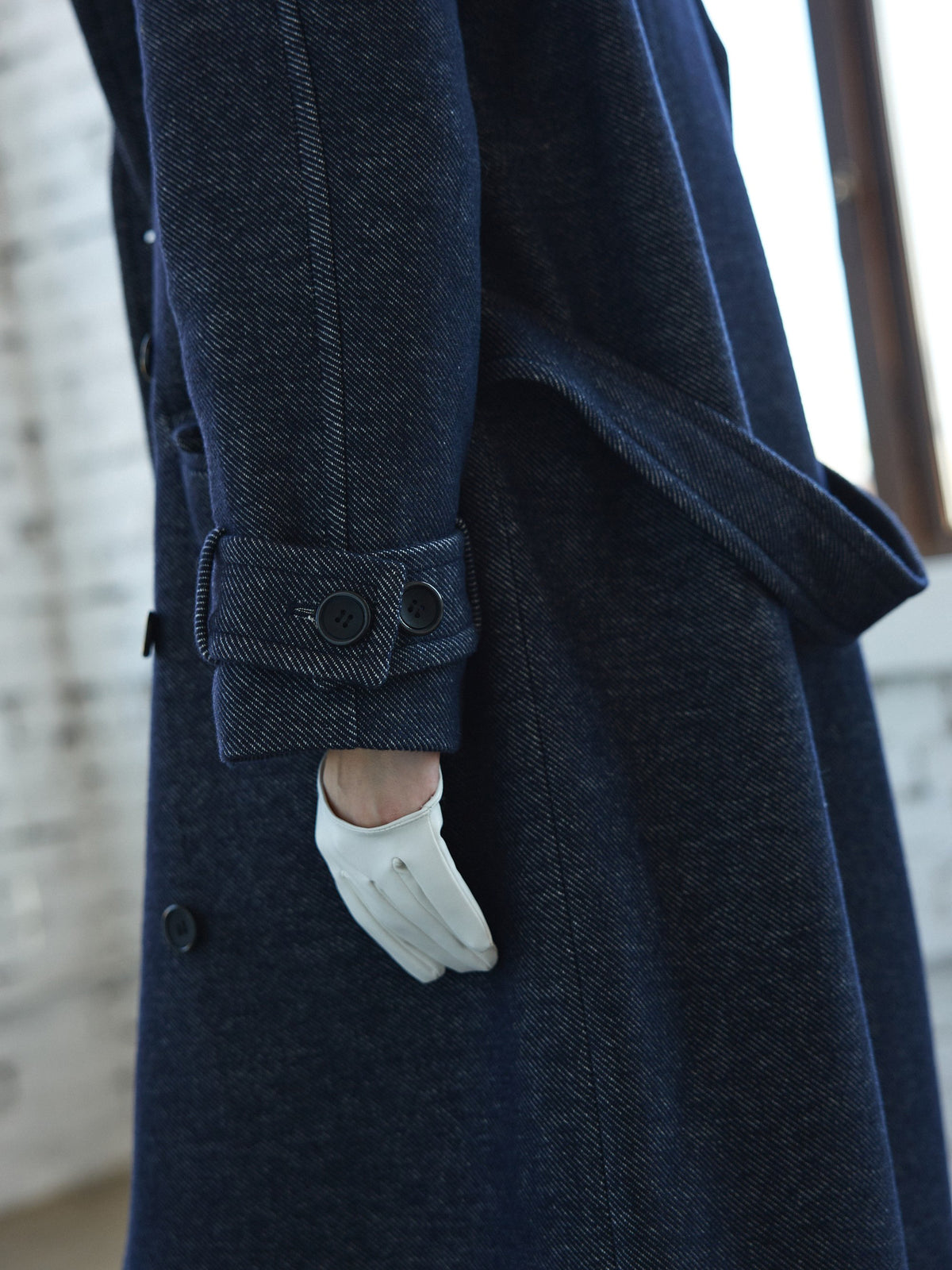 CHÉLIE blue wool coat with high collar