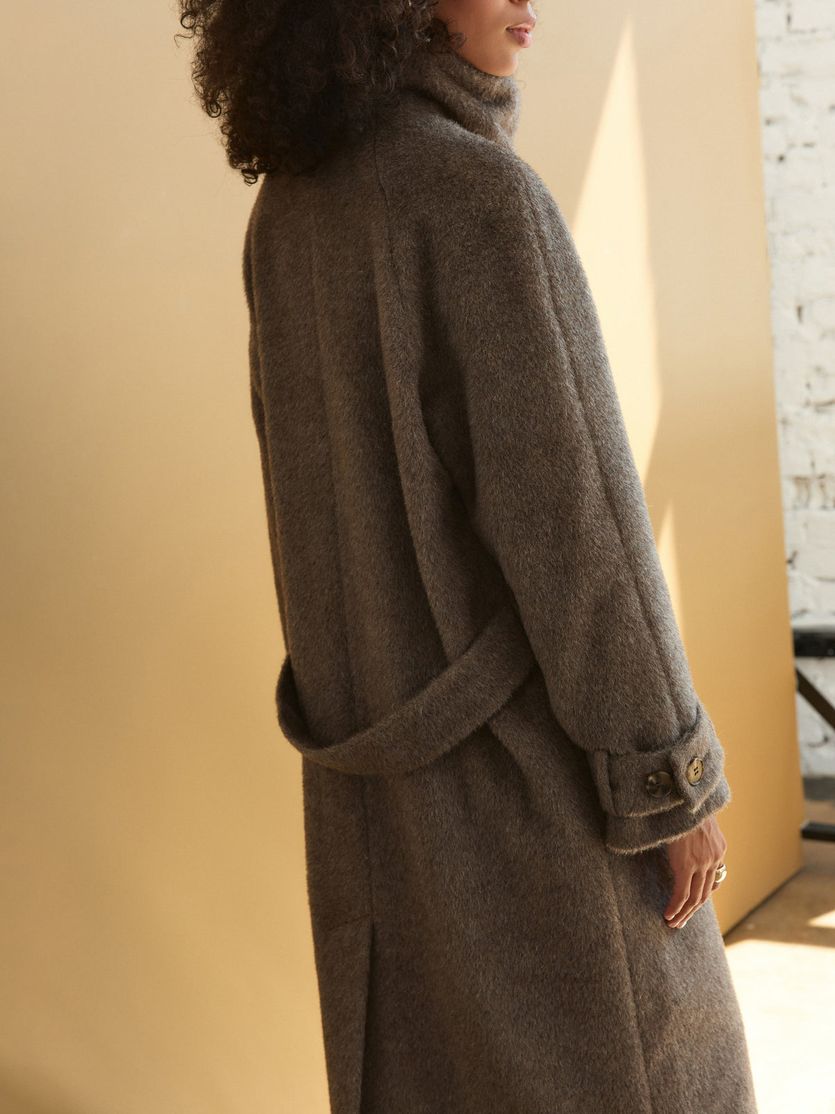 CHÉLIE mocha mohair-wool coat with high collar