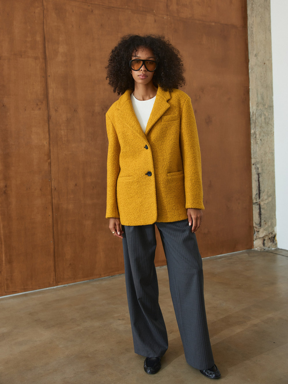 CHÉLIE mustard wool coat-jacket